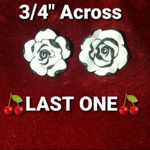 Elegantly RockABilly Black & White Rose Earrings